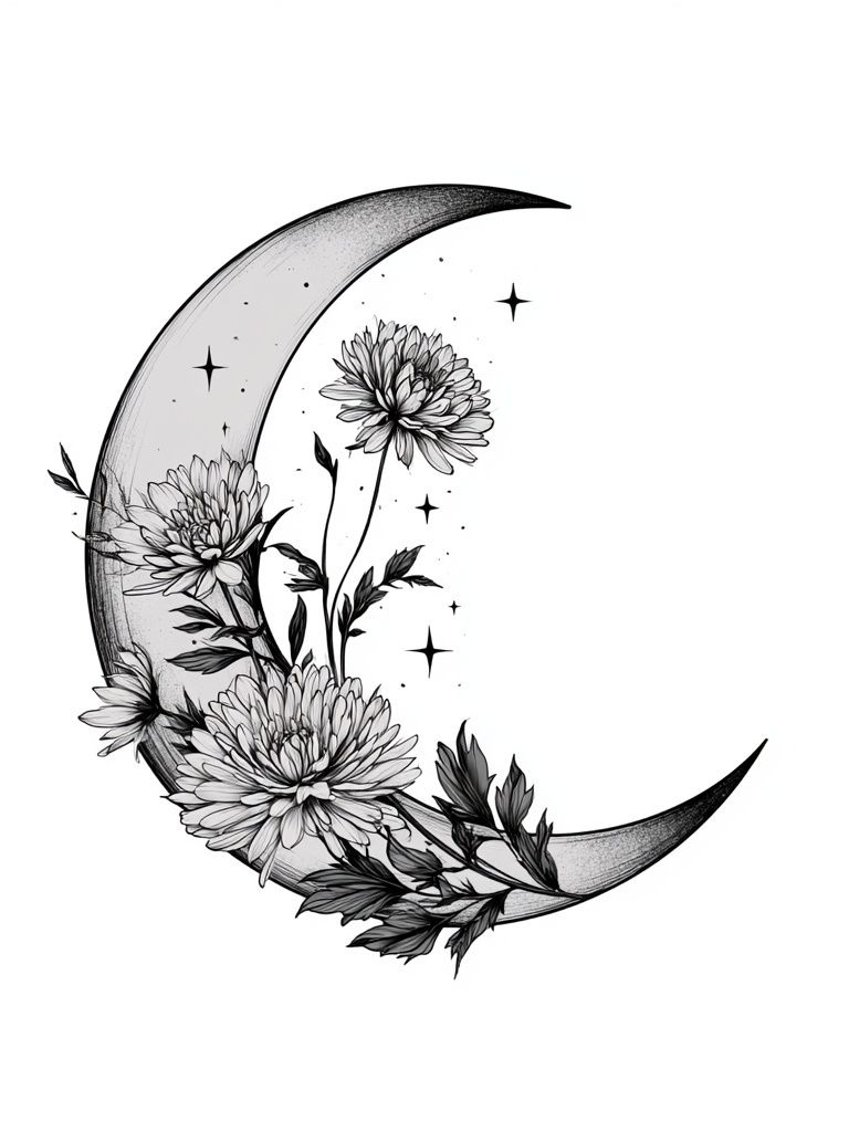 Moonflower Crescent Botanical Print. poster — botanical art