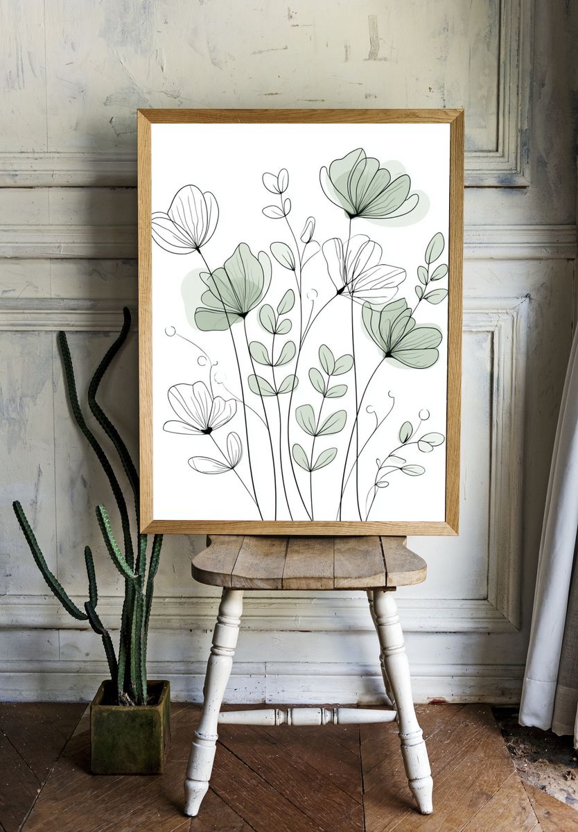 Minimal Botanical Line Art Poster. room preview