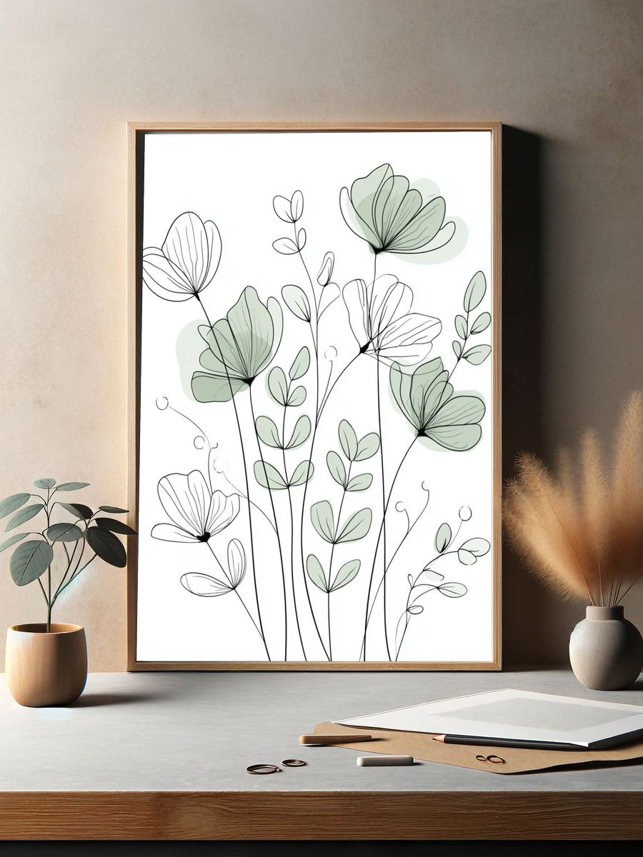Minimal Botanical Line Art Poster. — room view 2