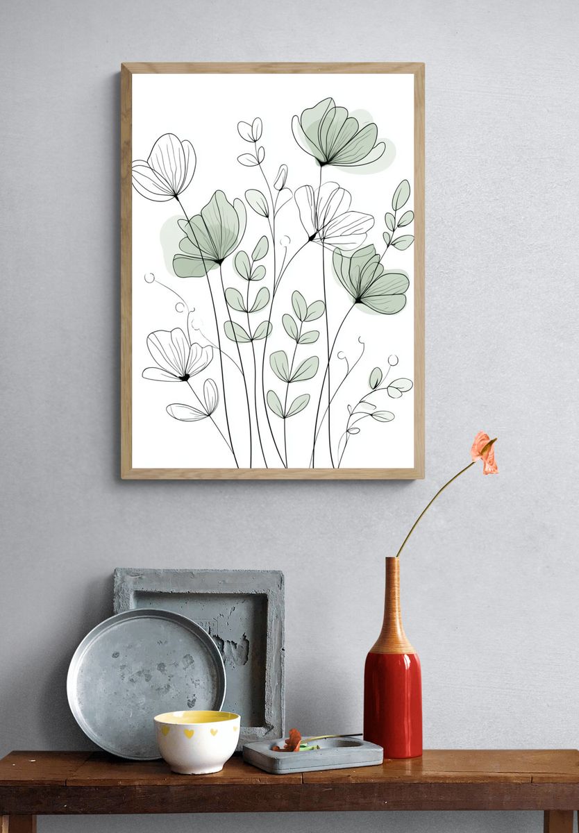 Minimal Botanical Line Art Poster. — room view 3