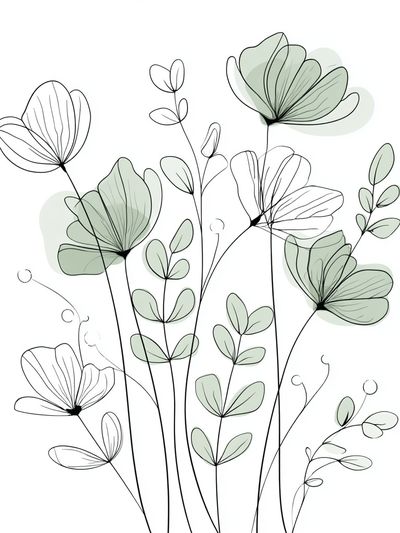 Minimal Botanical Line Art Poster. poster