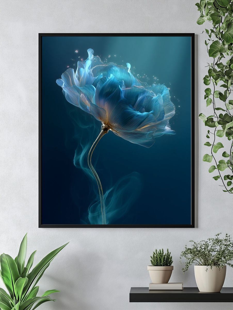 Blue Bloom Botanical Print. — room view 4