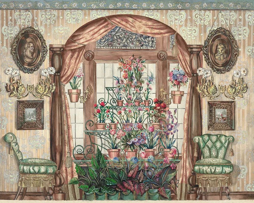 Victorian Floral Conservatory Poster. poster — botanical art