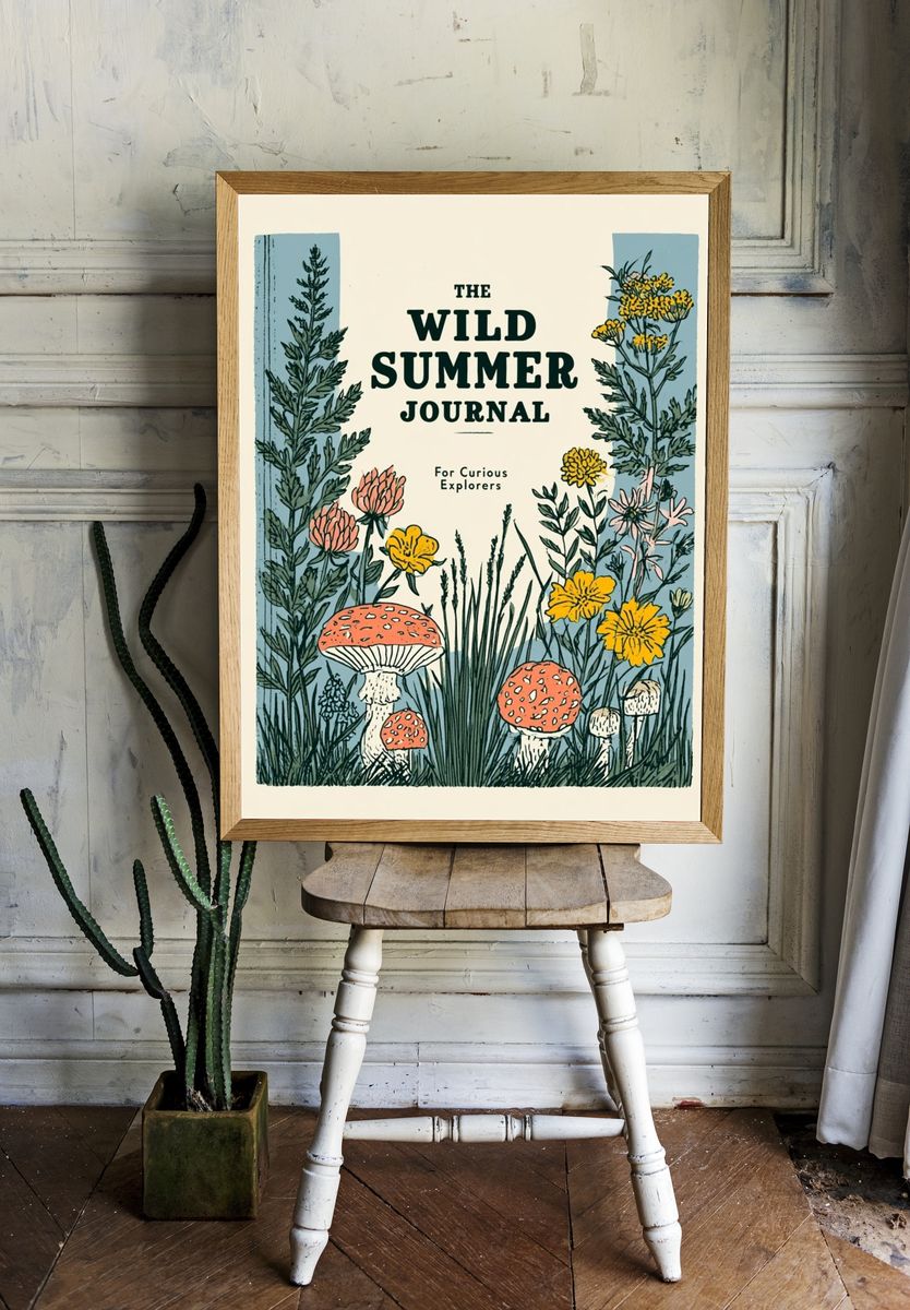 Wild Summer Journal Botanical Print. room preview