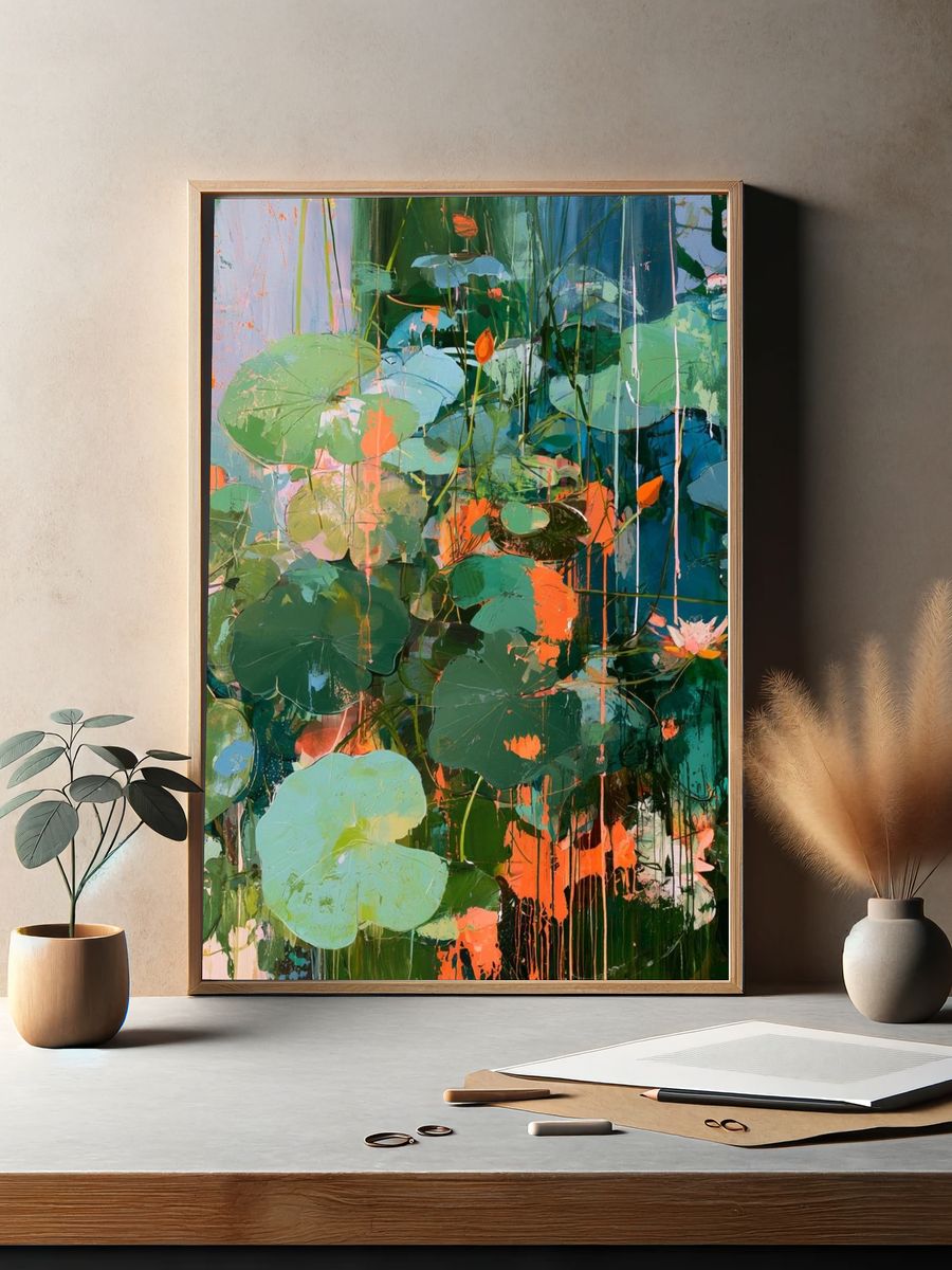 Lily Pond Abstract Print. — room view 2