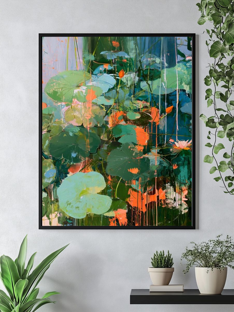 Lily Pond Abstract Print. — room view 4