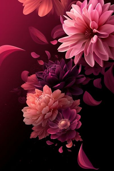 Pink Dahlia Bloom Illustration Poster.