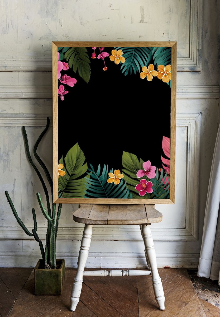 Tropical Hibiscus Floral Poster. room preview