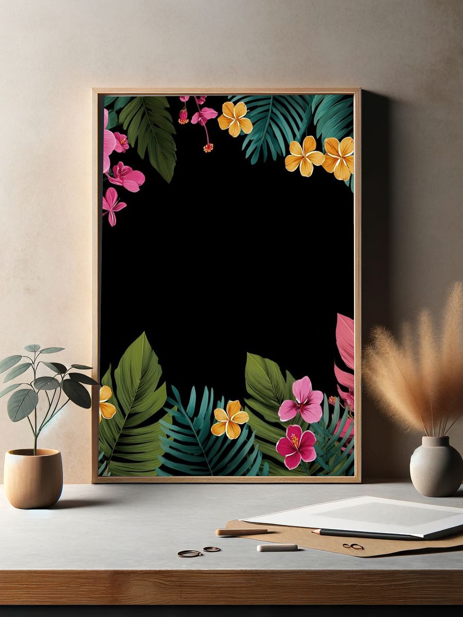 Tropical Hibiscus Floral Poster. — room view 2