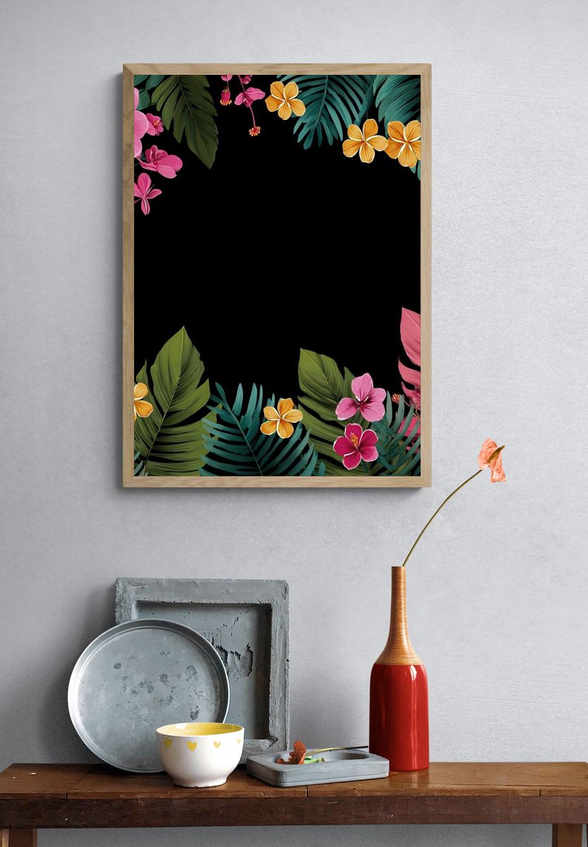 Tropical Hibiscus Floral Poster. — room view 3