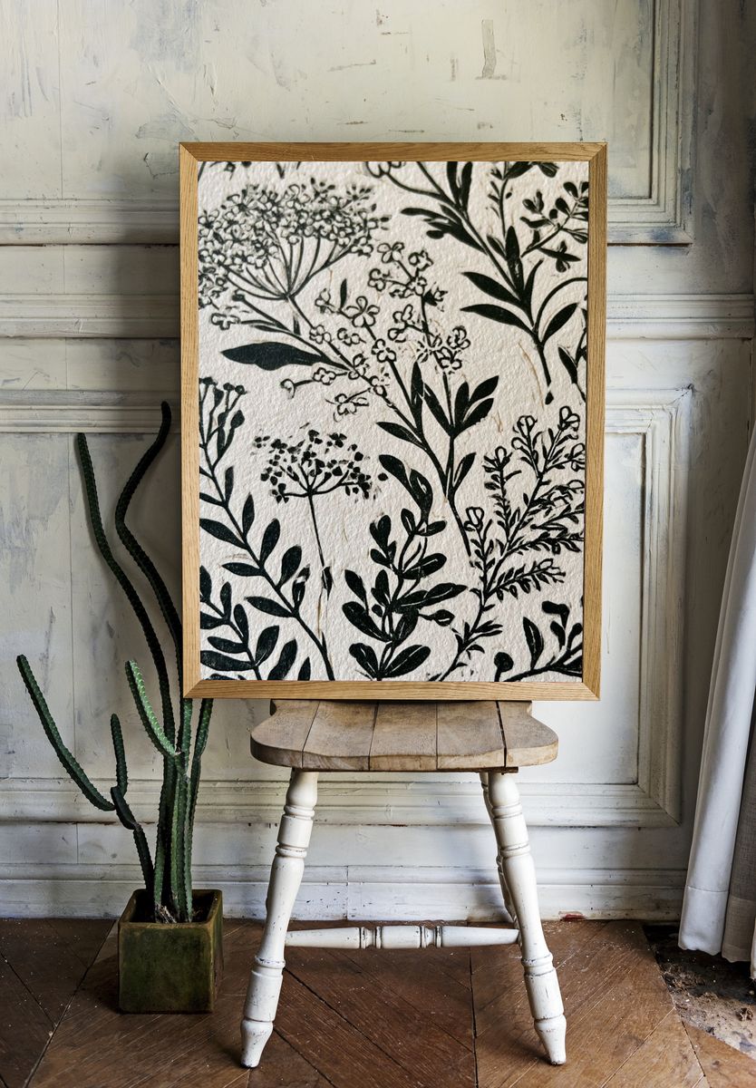 Wild Meadow Botanical Print. room preview