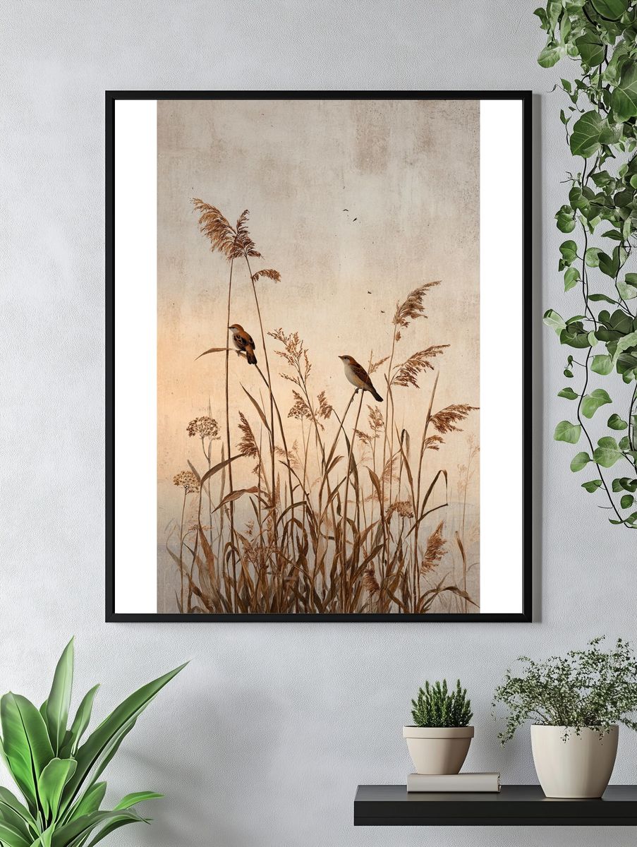 Reed Birds Botanical Print. — room view 4