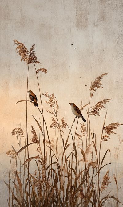 Reed Birds Botanical Print.