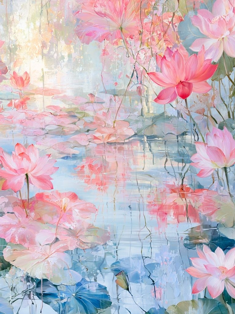 Lotus Bloom Garden Print. poster — botanical art