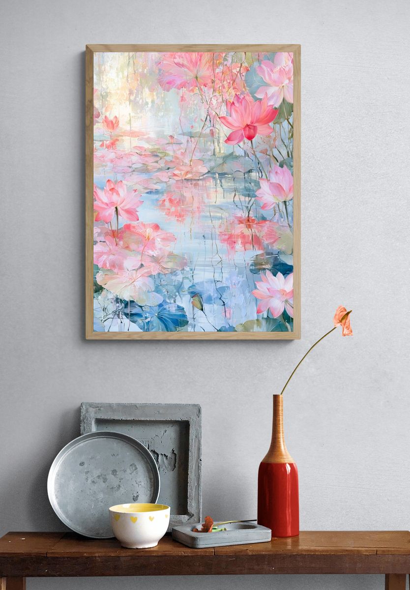 Lotus Bloom Garden Print. — room view 3