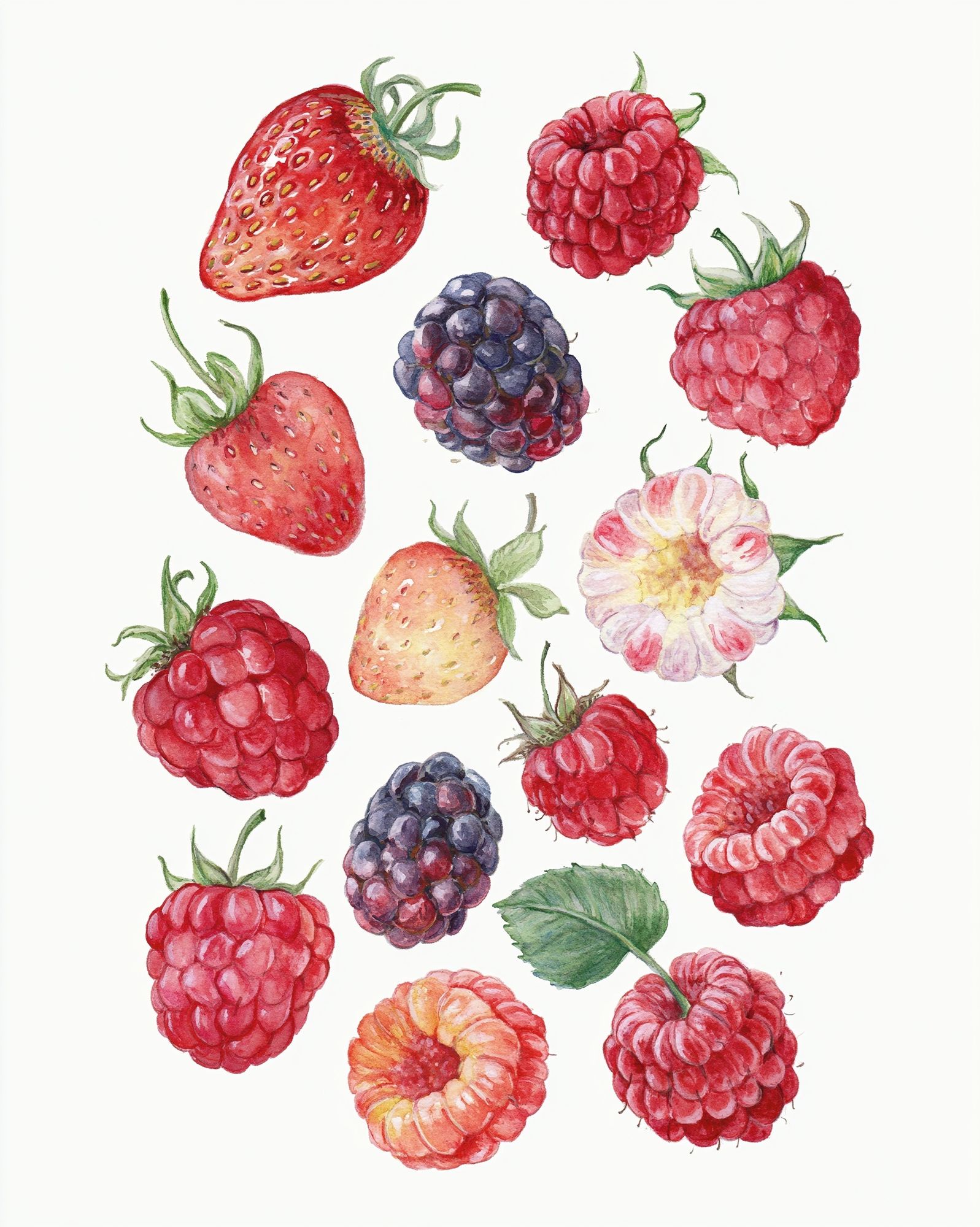 Watercolor Berries Botanical Poster. poster detail