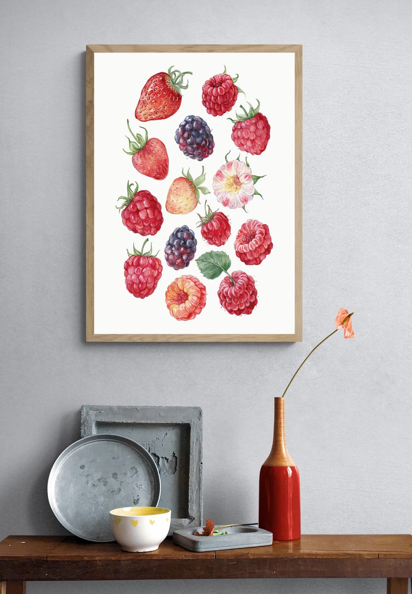 Watercolor Berries Botanical Poster. — room view 3