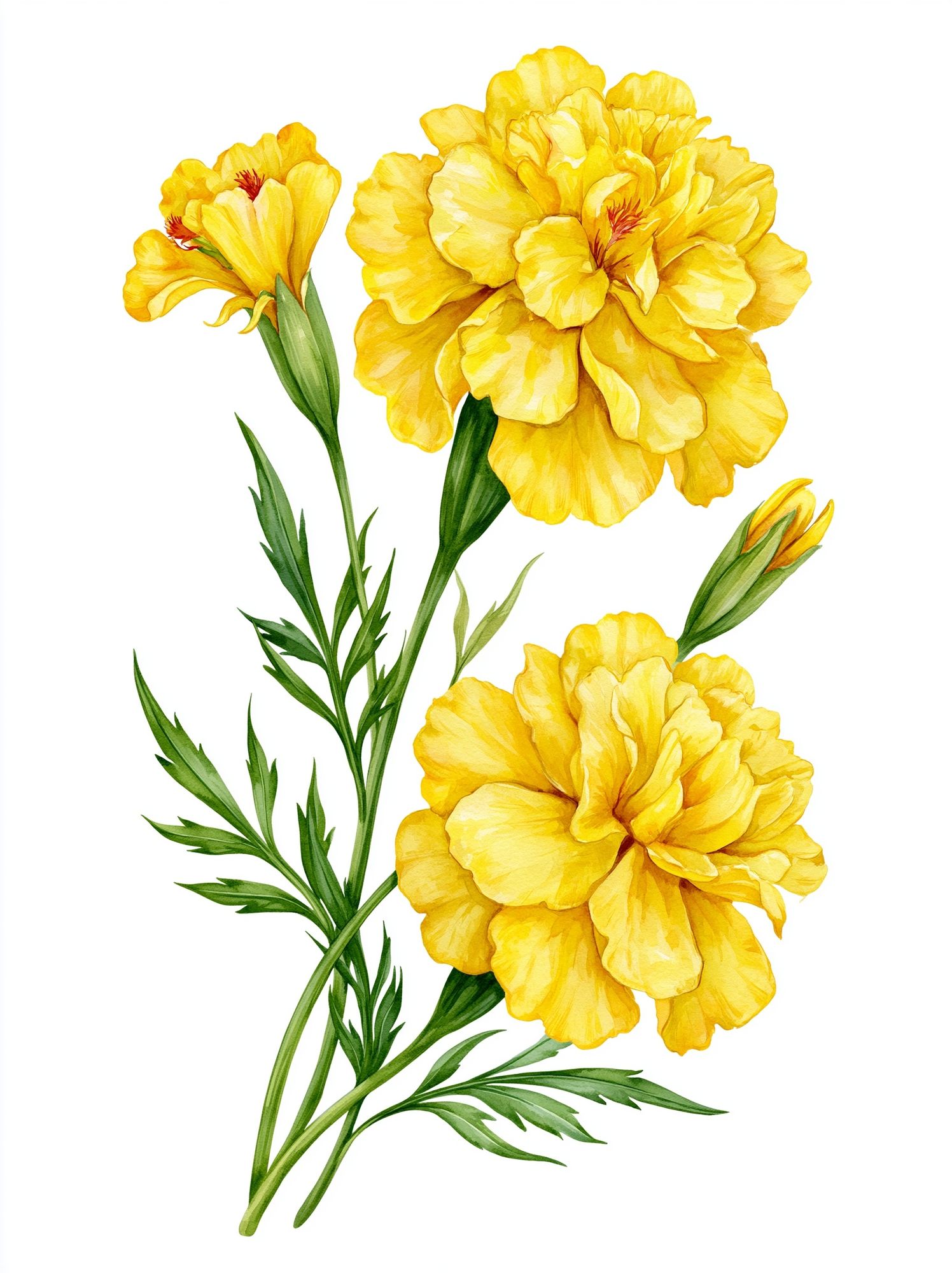 Yellow Marigold Botanical Print. poster — botanical art