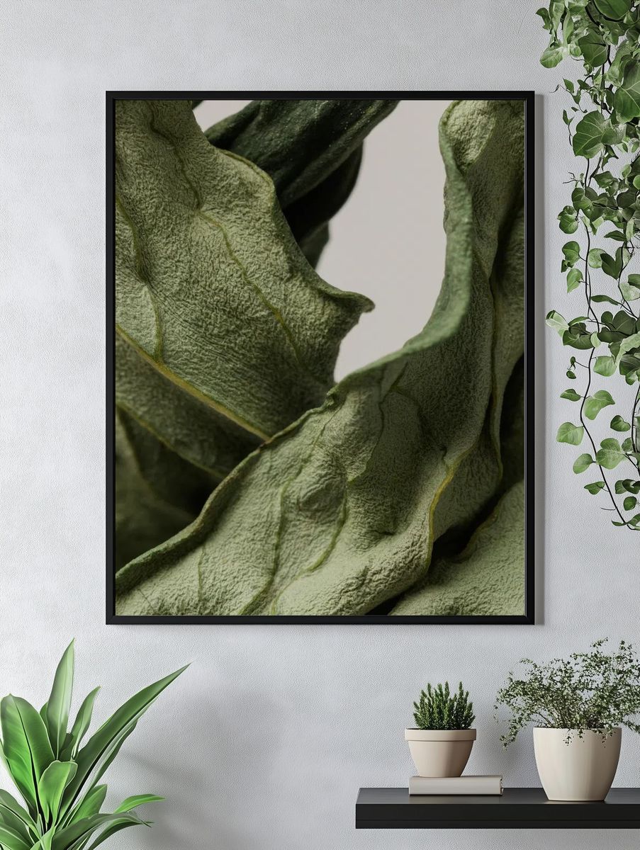 Dried peony leaf gray background. — room view 4
