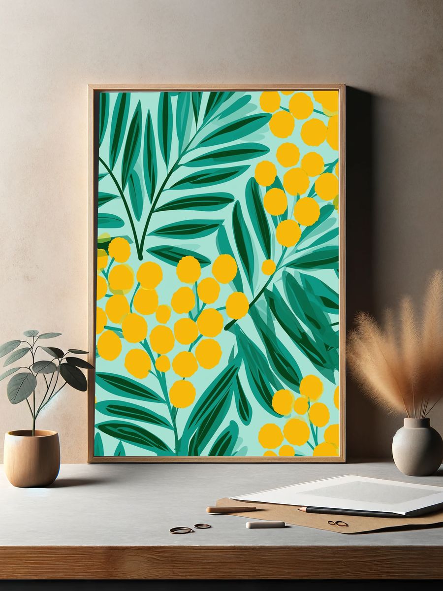 Mimosa Leaves Botanical Print. — room view 2