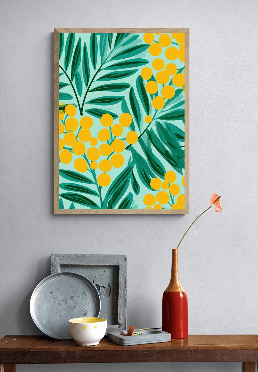 Mimosa Leaves Botanical Print. — room view 3