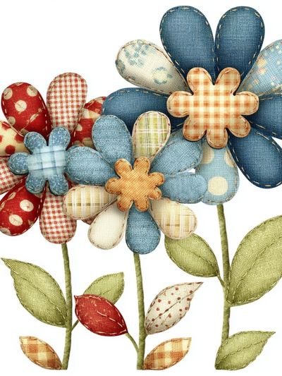 Patchwork Flowers Botanical Print.