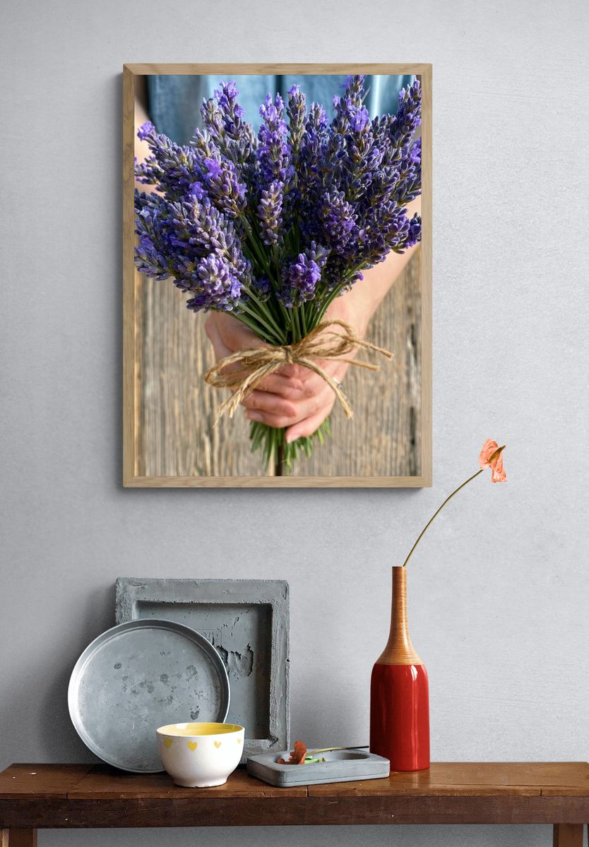 Lavender Bouquet Photography Poster. — room view 3