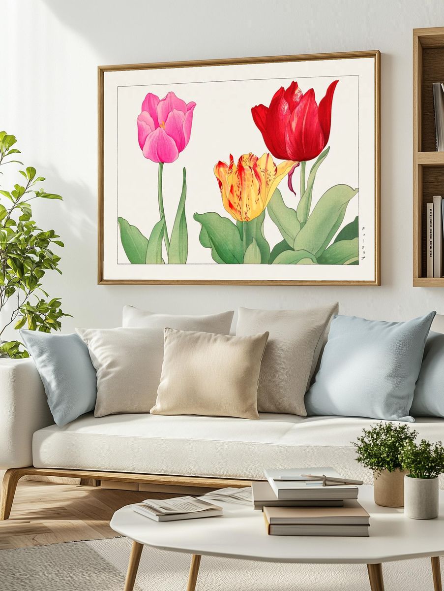 Tulip, Japanese woodblock art. Digitally. — room view 2