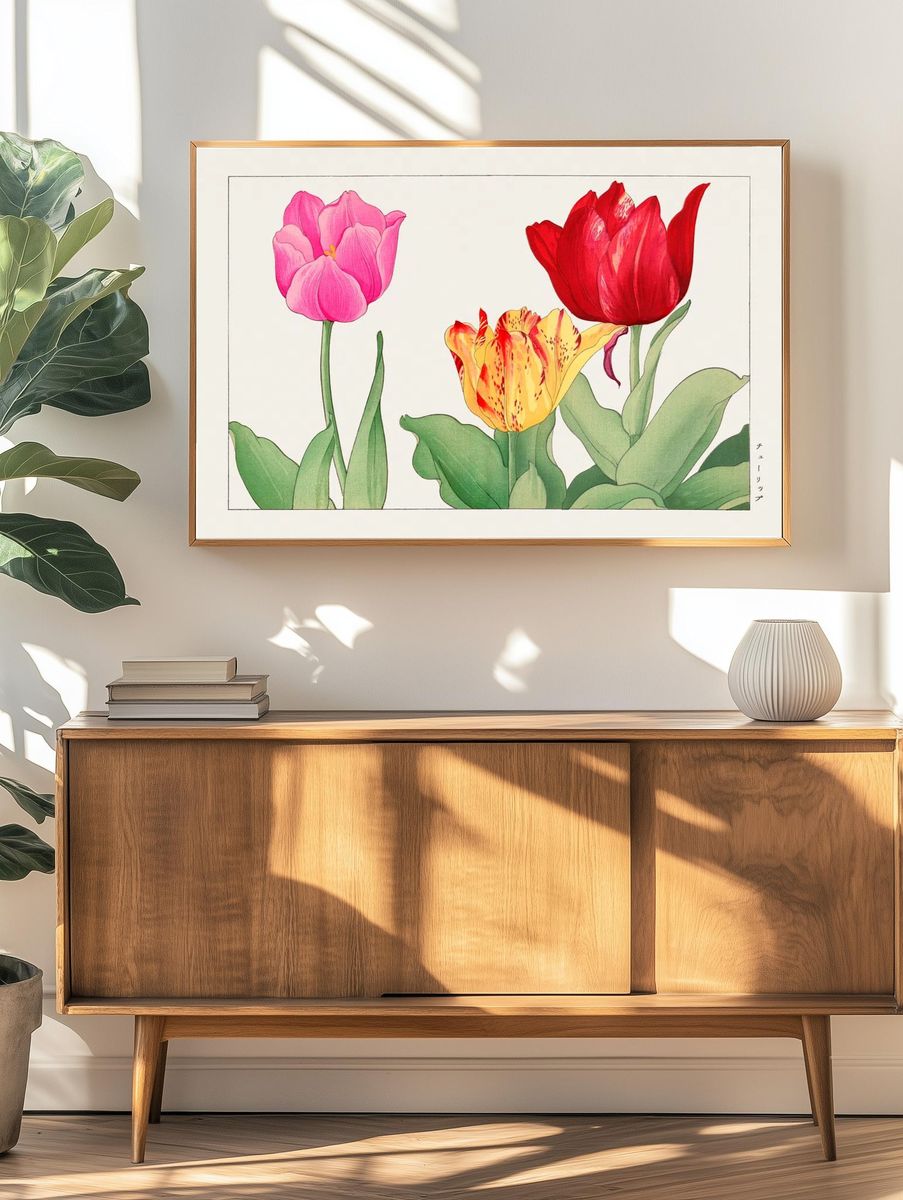 Tulip, Japanese woodblock art. Digitally. — room view 3