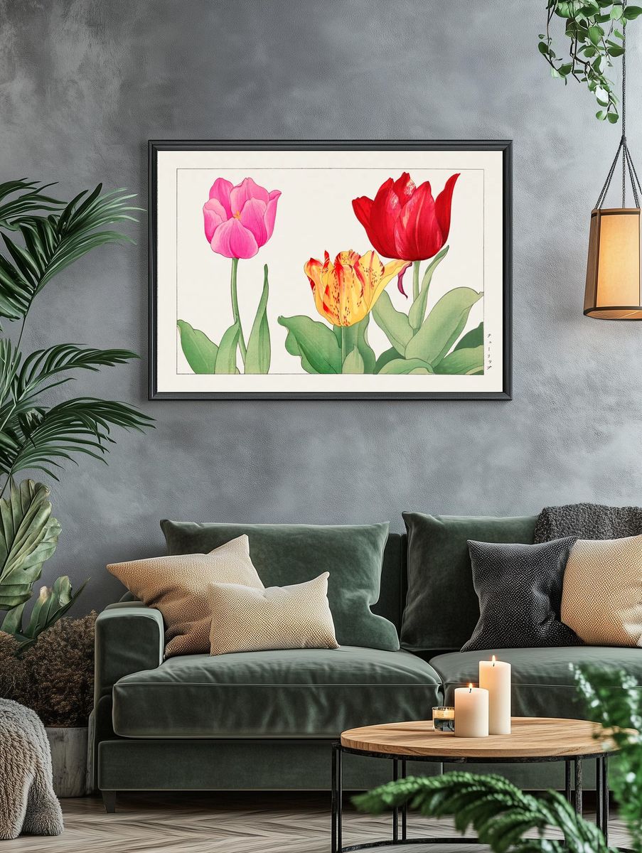 Tulip, Japanese woodblock art. Digitally. — room view 4
