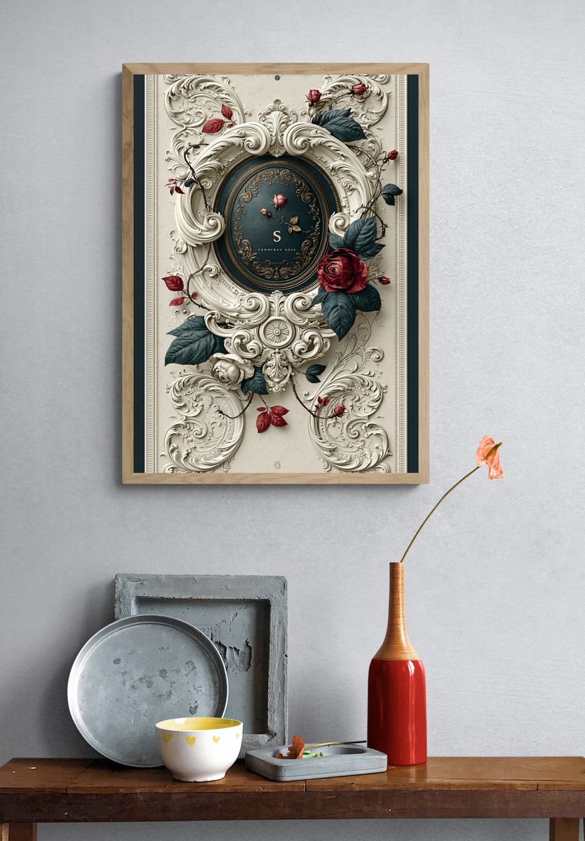Baroque Rose Ornamental Print. — room view 3