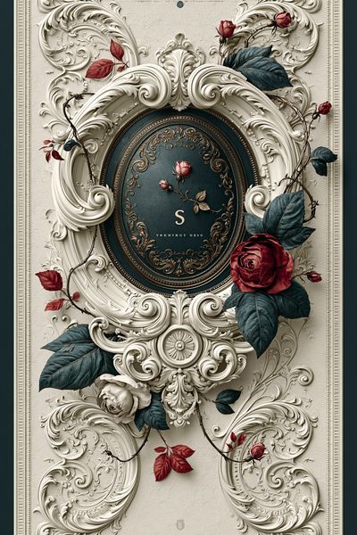 Baroque Rose Ornamental Print.