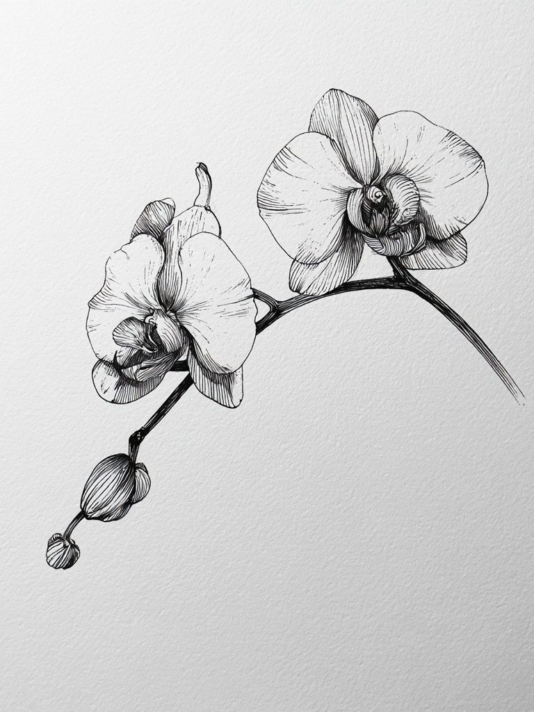Orchid Line Art Poster. poster — botanical art
