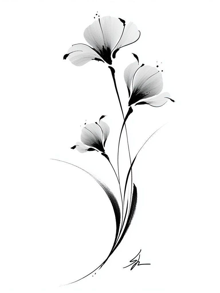 Minimal Ink Flower Poster. poster — botanical art