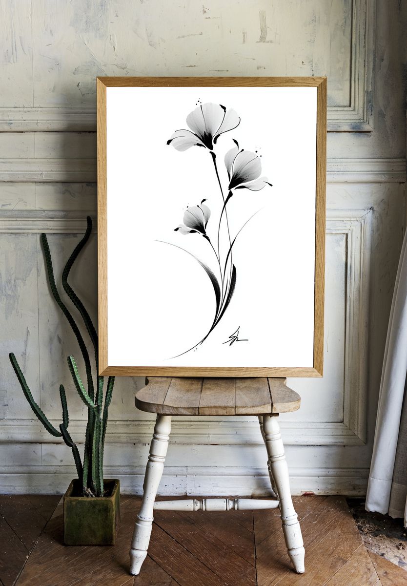 Minimal Ink Flower Poster. room preview
