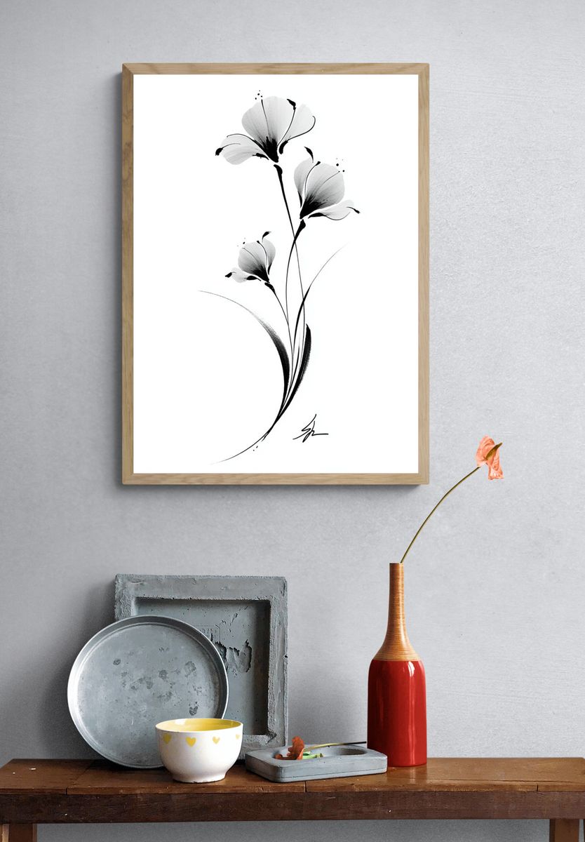 Minimal Ink Flower Poster. — room view 3