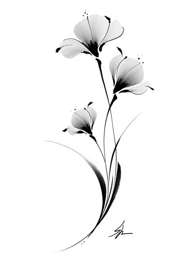 Minimal Ink Flower Poster. poster