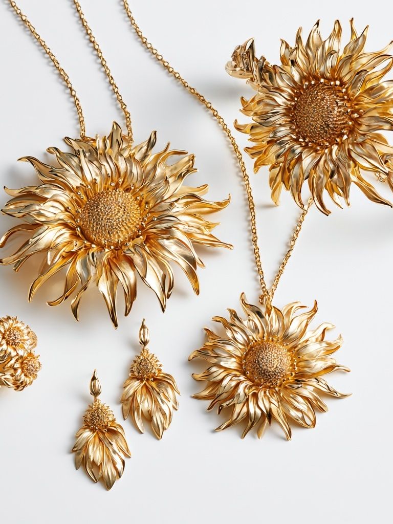 Golden Sunflower Jewelry Poster. poster detail