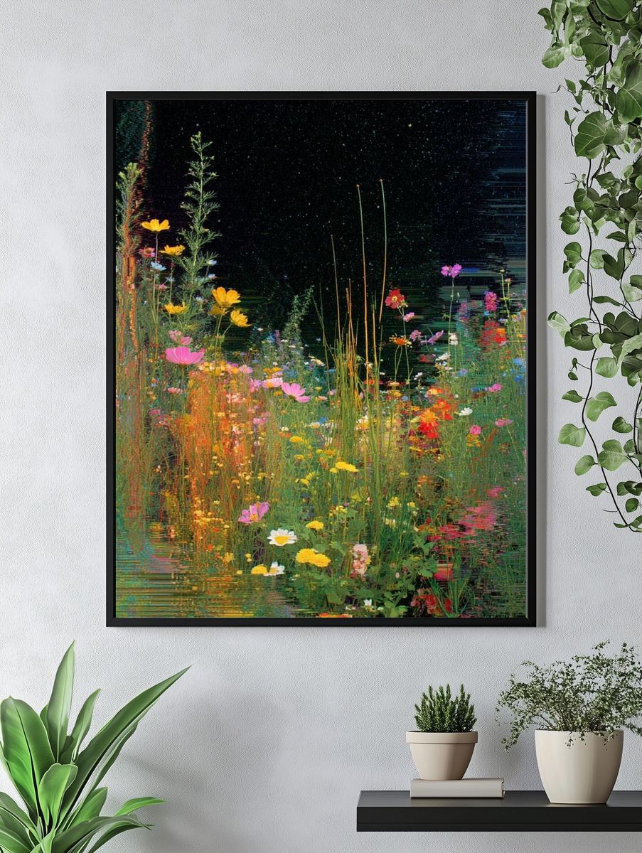 Wildflower Glitch Garden Print. — room view 4
