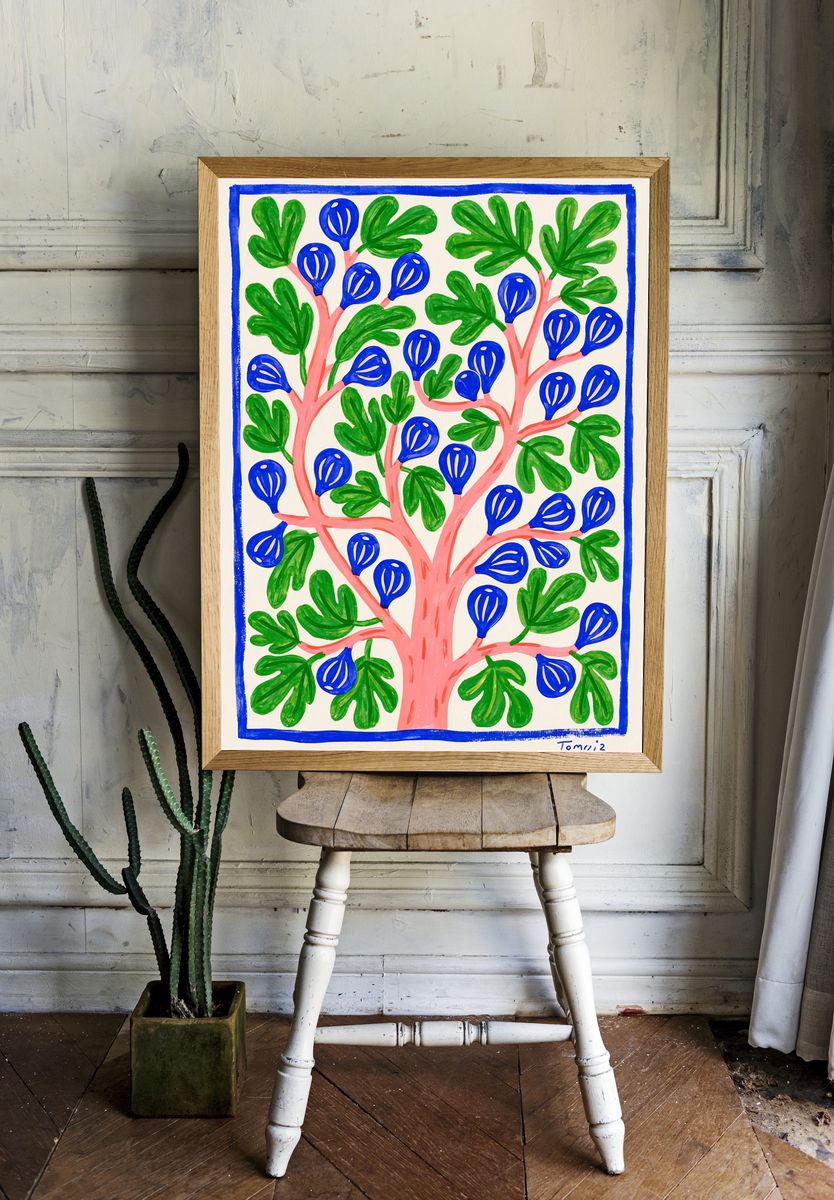 Blue Fruit Tree Illustration Poster. room preview