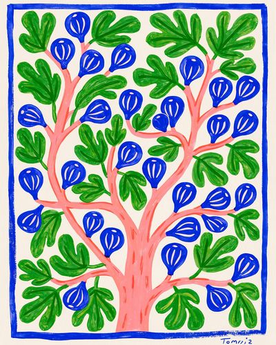 Blue Fruit Tree Illustration Poster.