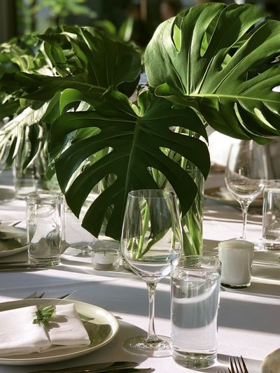 Monstera Table Setting Botanical Print.