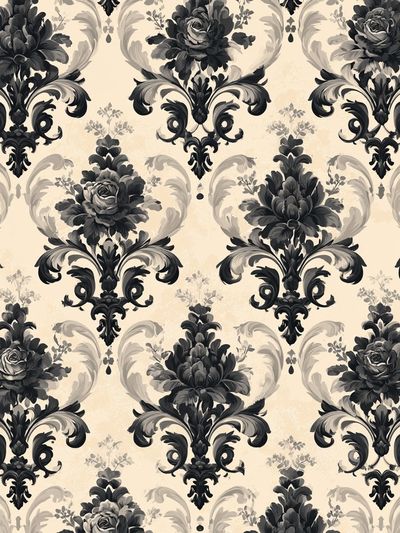 Baroque Floral Damask Print.