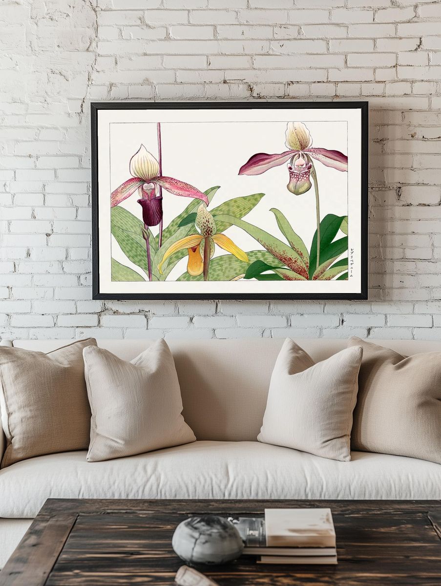 Orchid flower, Japanese woodblock art. — room view 1