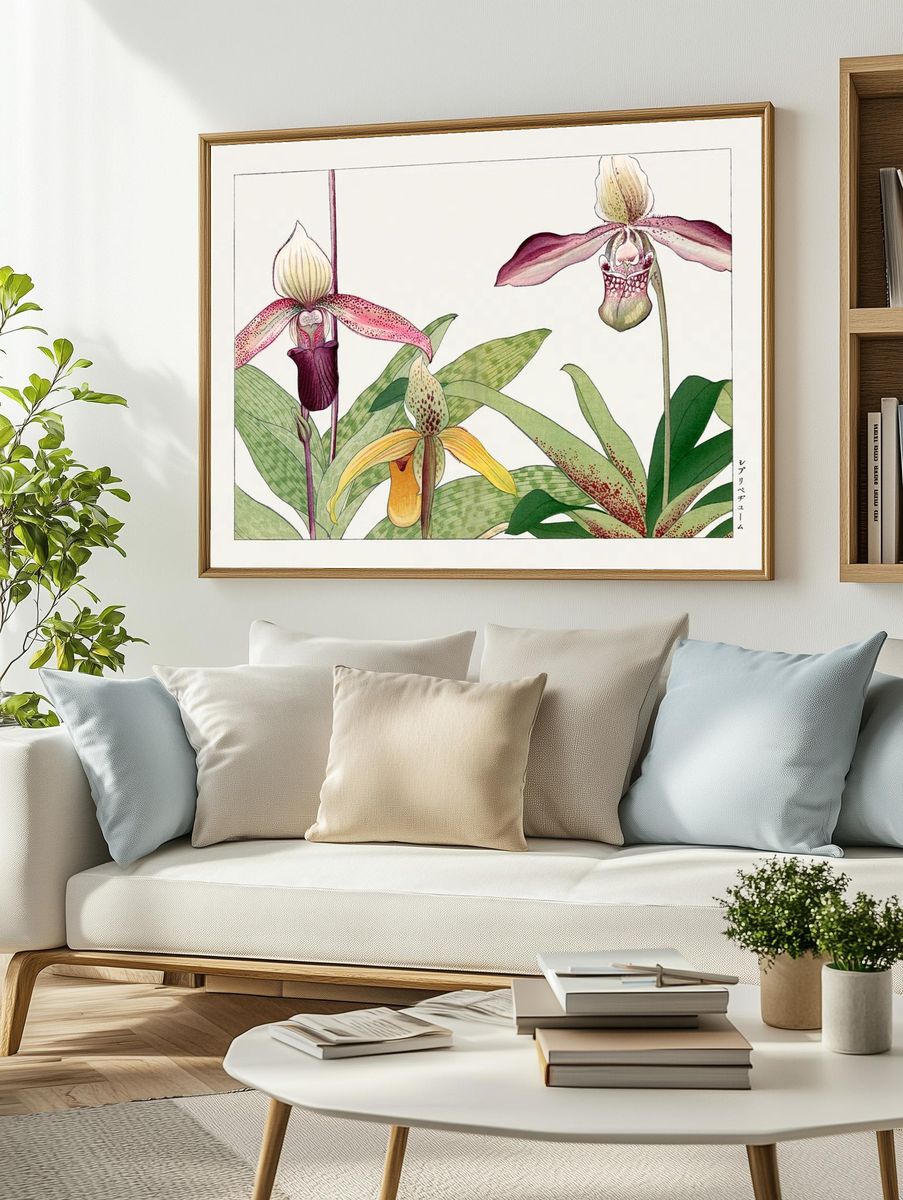 Orchid flower, Japanese woodblock art. — room view 2
