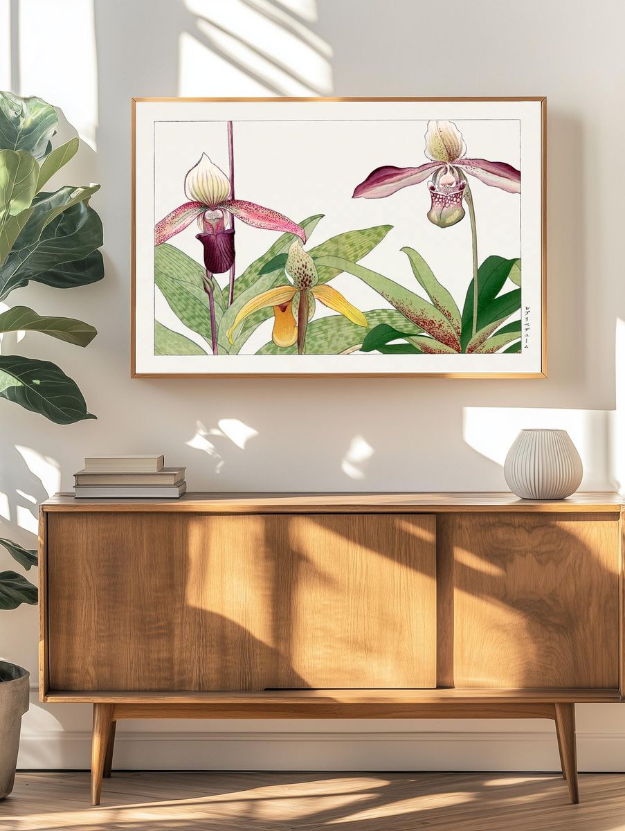 Orchid flower, Japanese woodblock art. — room view 3