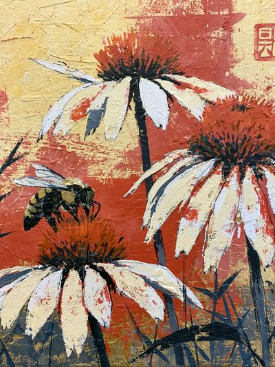 White Coneflowers Botanical Print.