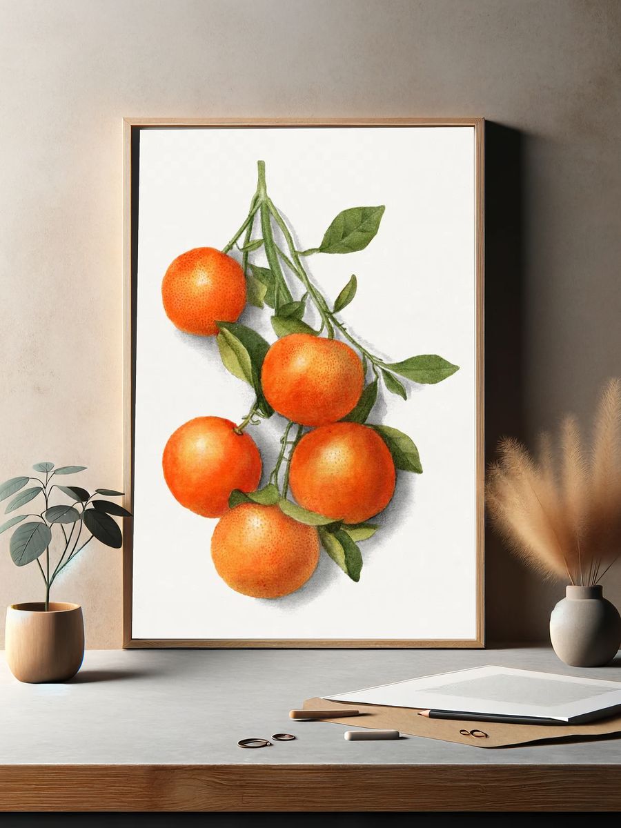 Vintage oranges illustration. — room view 2