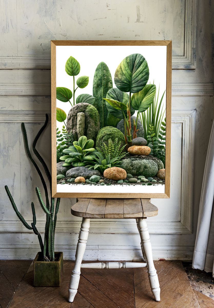 Lush Botanical Stones Poster. room preview