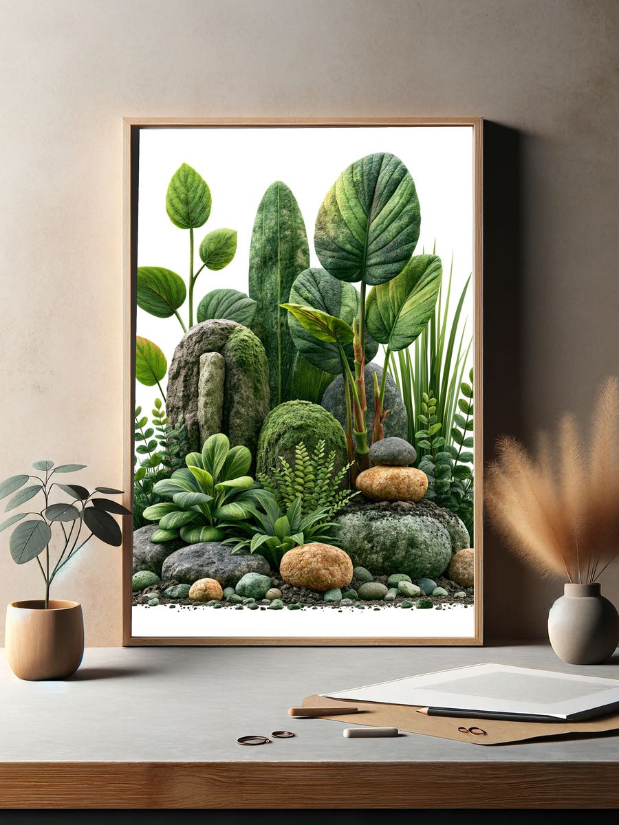 Lush Botanical Stones Poster. — room view 2